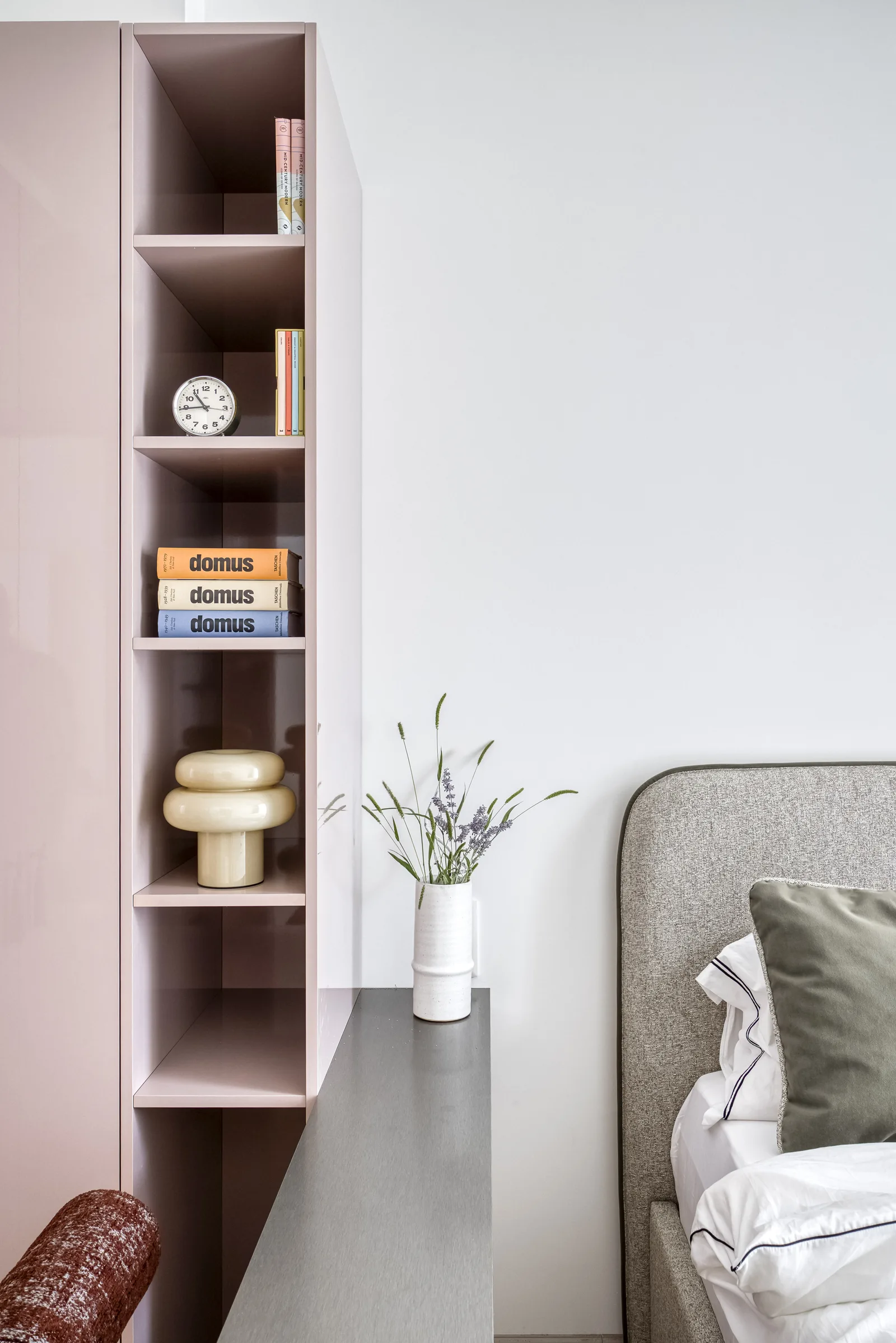 Bookshelves in the bedroom